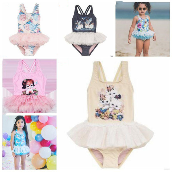 Kids swimwear Ballet TUTU Swimsuit Girls Tulle Skirt Bikini Baby Travel One Piece Rompers Summer Maillot De Bain Swim Clothes CZYQ5291