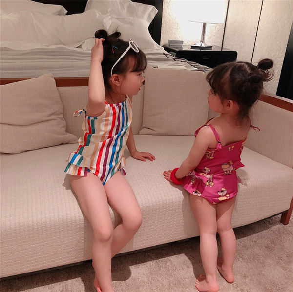 Fashion Girls Baby Swimwear One Piece Set Bathing Suits Top Quality Spring Summer Casual Comfort Swimsuits New Fashion Rainbow Bathing Sets