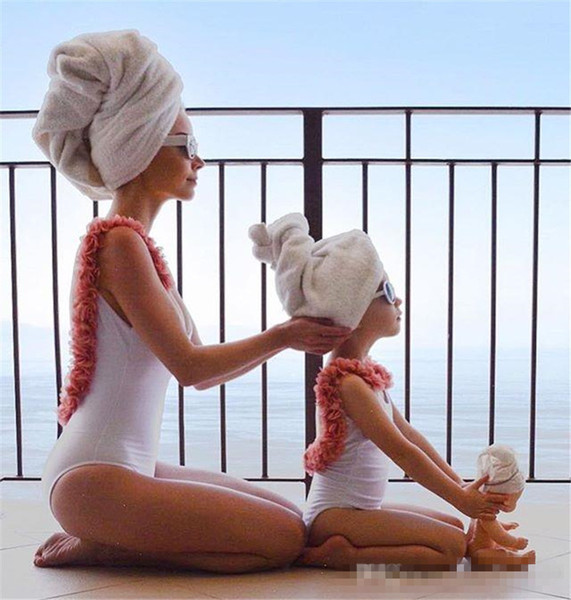 INS Girls flowers backless swimwear mommy and me one-piece swimming fashion kids stereo petal suspender beach holiday swimsuits K0322