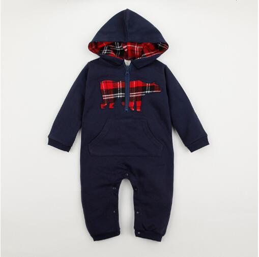 spring and autumn new style baby boy and girl Climb clothes baby's Romoers hooded kids one-piece garment children's jumpsuits.