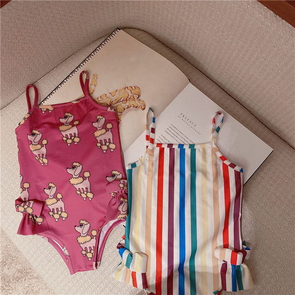 Fashion Girls Baby Swimwear One Piece Set Bathing Suits Top Quality Spring Summer Casual Comfort Swimsuits New Fashion Rainbow Bathing INS