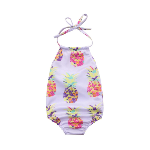 0-24M Cute Newborn Baby Girl Pineapple Print Strap Swimwear One Pieces Beachwear Swimming Bathing Suit Swimsuit