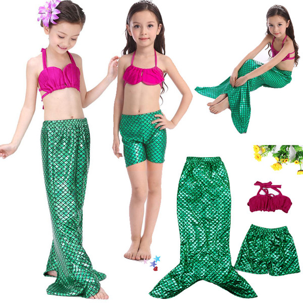 Baby Kids Clothing Swim Two-Pieces Swimsuit Bikini Girls mermaid costume with tail mermaid swimwear 3 pieces Mermaid designs swimming suit