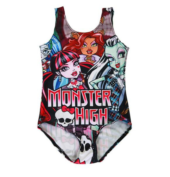 Kids Clothing Swimwear Children Monster High Swimsuit One-piece Baby Girl Chothes 2017 Summer Printed Kids Chothing Swimming Beachwear