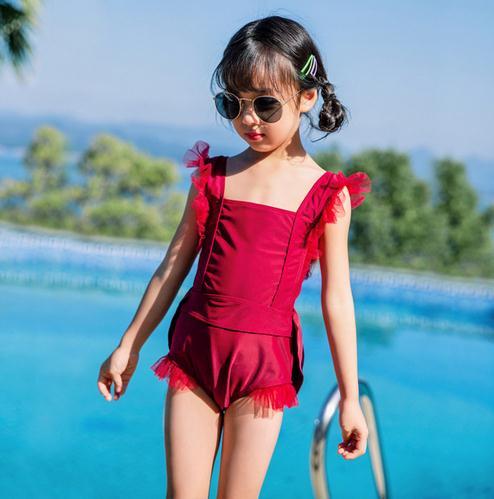 2019 Children One-piece Suits Bikini Set Kids Baby Girls Bowknot Princess Red Swimwear Swimsuit Bathing Suit Costume Clothing