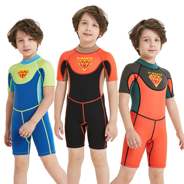 fashion kids baby Children's diving suit Siamese men's short-sleeved shorts high-elastic warm jellyfish clothing snorkeling swimsuit