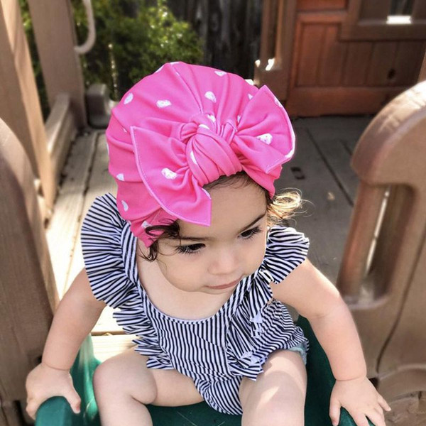 Baby Swim Hat Newborn Sun Hat Turban Beanie Baby Kids Girls Hospital cap Knit Infant Caps Toddler Children Bow For 0-6 Years