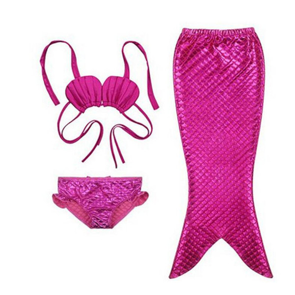 New 3Pcs Girls Children Mermaid Tail Swimming Suit Dress Split Swimsuit Costume Swimmable Bikini Swimwear Bathing Suit Costume