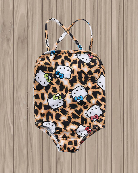 leopard Kids Swimwear kids designer clothes cute Girls Swimsuit Fashion Kids Bathing Suits One-piece Girls Bikini A3951