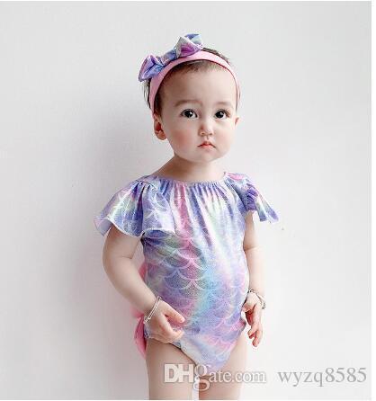 Summer Girl Swimwear Fashion Cute Swimsuit Mermaid Siamese Swimsuit Little Girl Beach Siamese Fish Scale Design