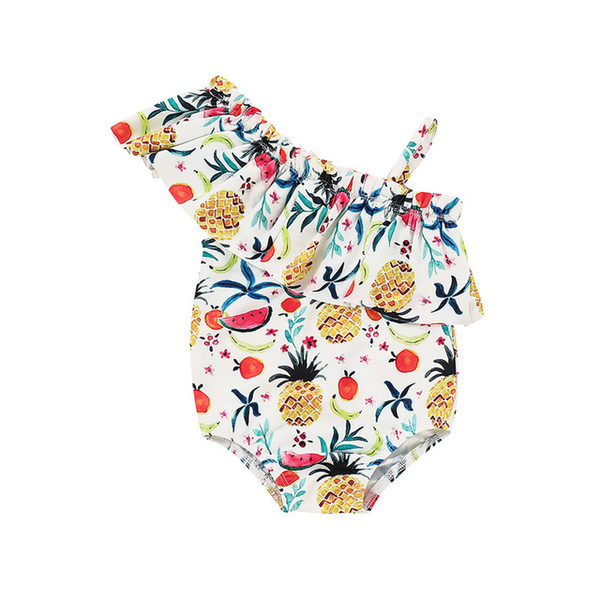 1-5years Newborn Toddler Kids Baby Girl Swimwear Swimsuit Pineapple Print One Shoulder Baby Bathing Suit Beachwear Baby Girls Clothing