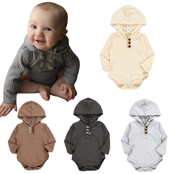 Baby onesies solid color thread long sleeve hooded triangle romper romper baby clothes ins explosion baby clothes