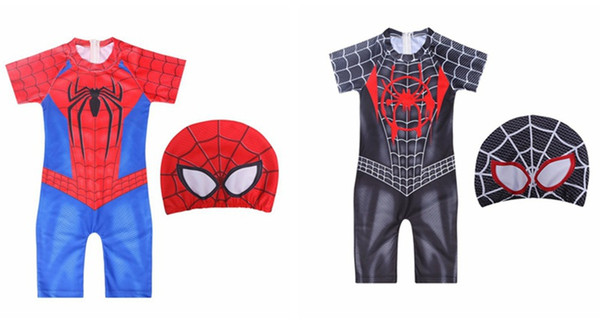 Boys Swimwear 2020 Summer Swimsuit Cosplay Children's Set Spiderman Swimsuit With Hat