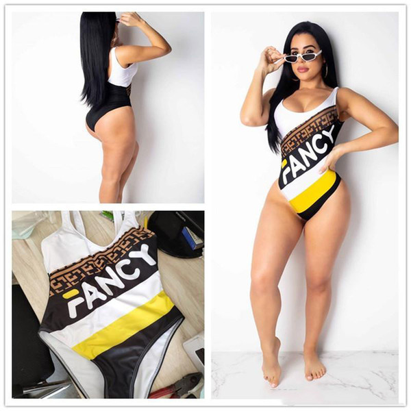 Fashion Sexy Backless Women Bikini Designer one-piece swimwear Bathing Suit for Lady Outdoor Swimwear Patchwork Striped Swimsuit