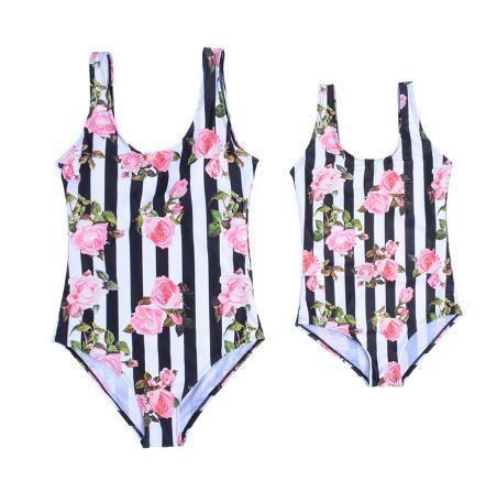 Print Swimsuit For Girls One Piece Swimwear Women Designer tag Mother Daughter Swimsuits Beachwear Kids Swimwear Girl