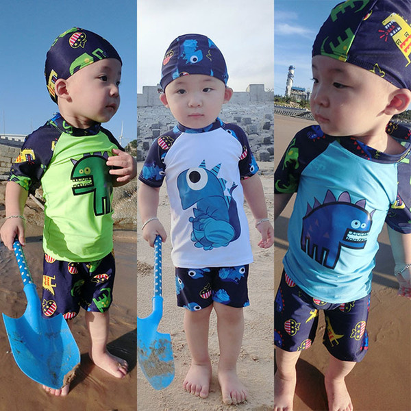 Baby Swimwear Rash Guards 9-12m Summer Cartoon Dinosaur Infant Boys Separate Quick-dry Sunscreen Beach Holiday Boys Swimwear