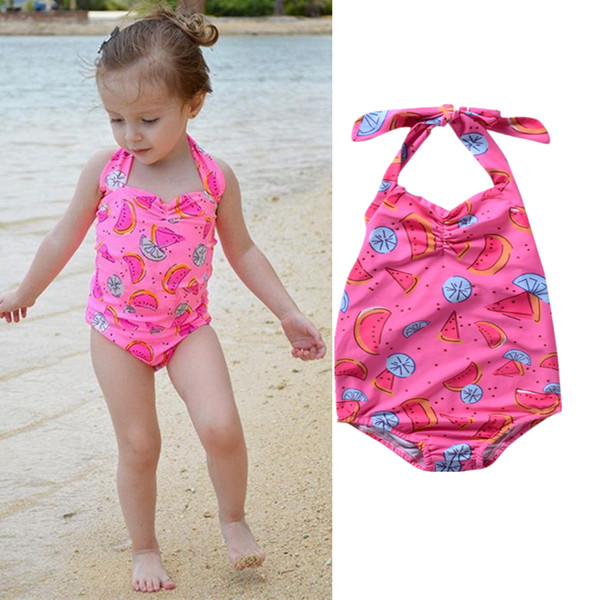 2018 Swimsuit Kids Baby Girls Watermelon Bikini Swimwear Bathing Suit Green Summer Cute One-piece Set Beachwear Summer Boutique Clothing