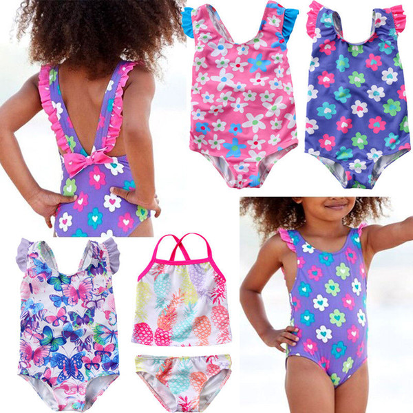 Cute Newborn Baby Girls Swimsuit Princess Flower Butterfly Toddler Kids Swimwear Swimmable Summer Infant Swimming