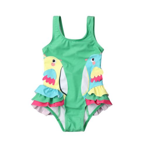 Newborn Baby Girls Cartoon Birds Bikini Swimwear Swimsuit Beach Swimming Costume