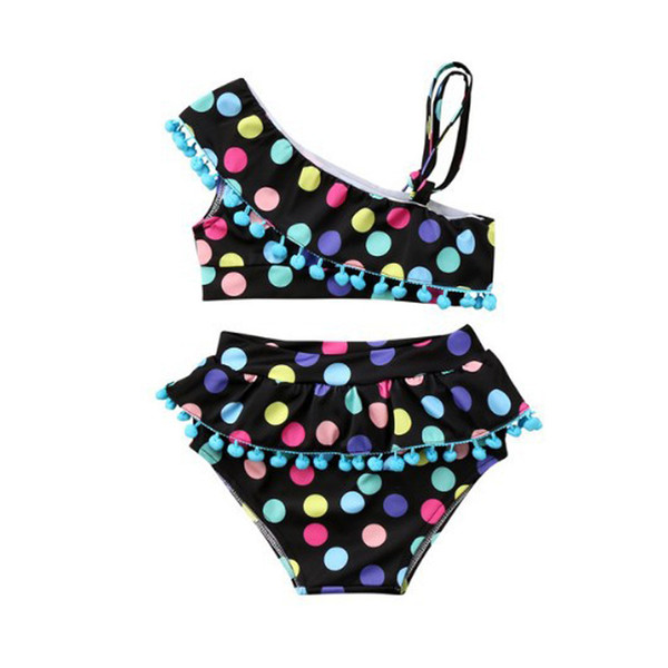 Girls INS dot hair ball Bikini cosplay Swimsuit children Bikini Bathing Suit Swimsuit Beach Wear Swimming sweetgirl B001