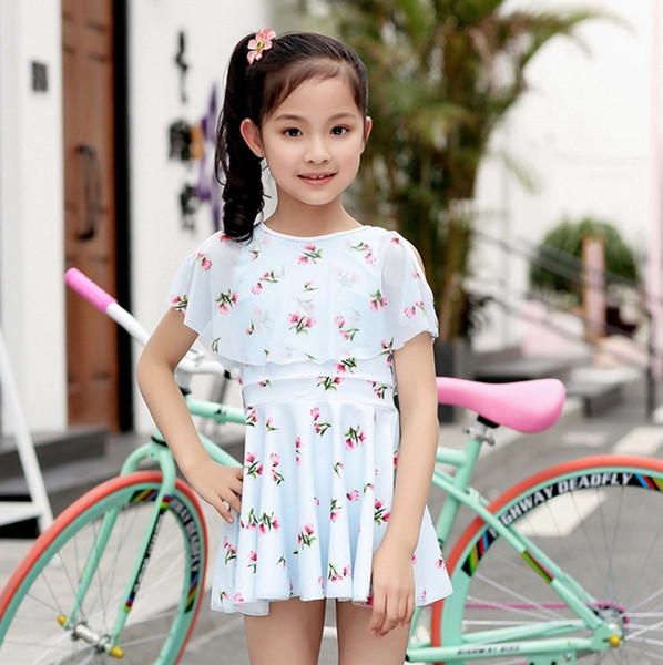 Kids Girls Swimwear Floral Girl Bikini Shorts 2pcs Sets Princess Dresses Swimsuits Summer Fashion Swimming Costumes 2 Colors DHW2360