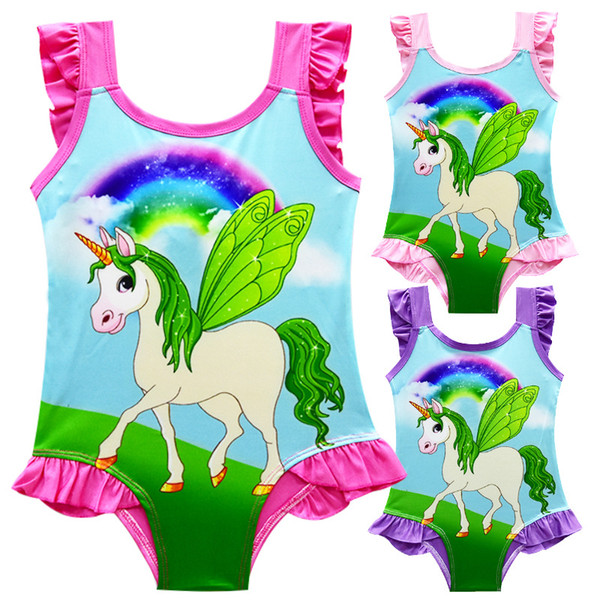 6 design INS Unicorn Swimwear One Piece Bowknot Swimsuit Bikini Big Kids Summer Cartoon Infant Swim Bathing Suits Beachwear BY0197