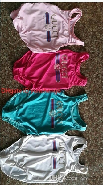 Ins Best Selling High End One -piece Baby Girls Jumpsuits Swimwear Printing Letter Swimsuit Kids Beach Clothing 2t-8t A-l1c8c6