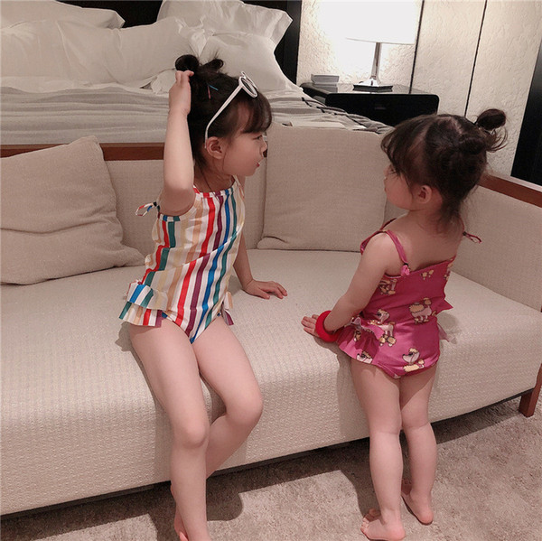 Fashion Girls Baby Swimwear One Piece Set Bathing Suits Top Quality Spring Summer Casual Comfort Swimsuits New Fashion Rainbow Bathing Suit