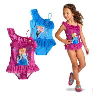 Childrens Swimming One Piece Swim Wear Girls Bikini Kids Slim Printed Swimsuits Childrens Lace Swimwear 2016 Girls Body Suit