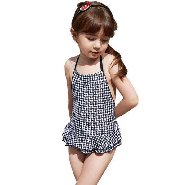 New Children's Swimming Suit Simple European and American Little, Middle Children's Linked Girls'Hot Spring Swimming Suit