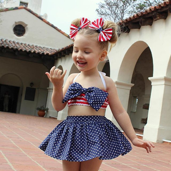 New arrivals baby girls toddler July 4th navy red star short set Kids Indepandence day cotton outfits boutique YZ19015