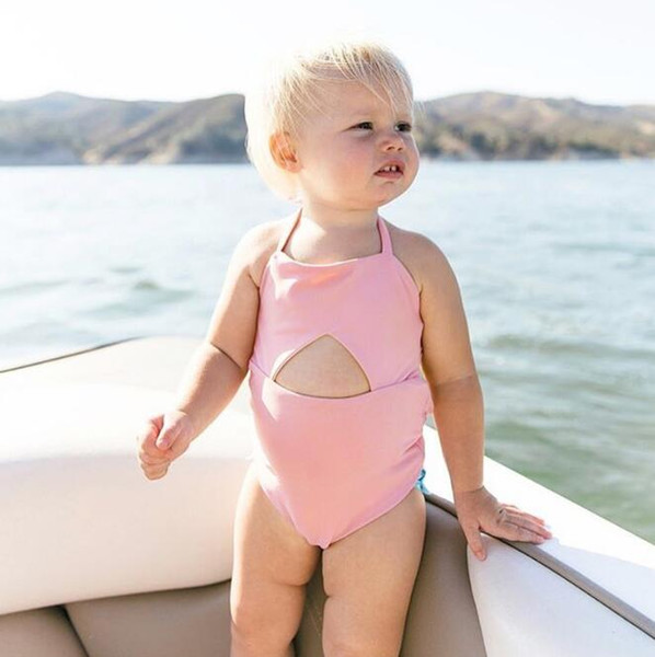 Summer Newborn Baby Girl Swimwear Halter One Piece Swimsuit Beach Backless Bikini Bathing Suit Children One-piece Swimming Wear