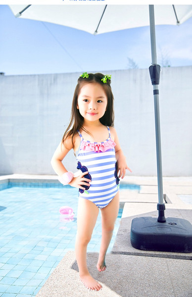 New style kids baby girls swimwear childer girls purple flowers cute bathing suit hollow striped flower siwmming suit outfits