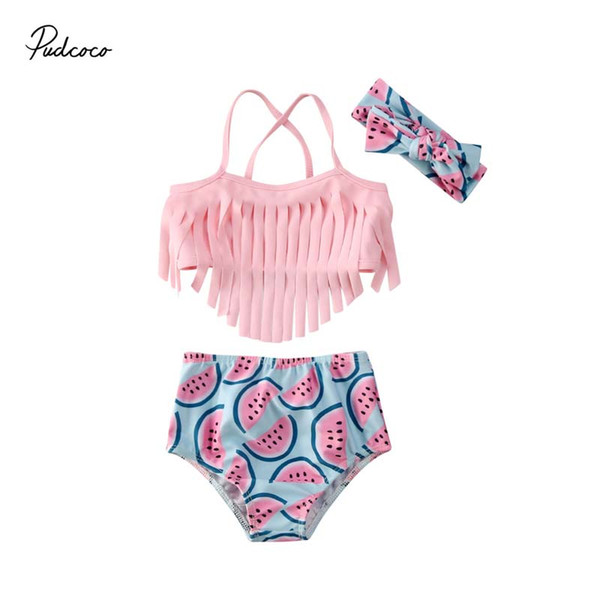 2020 Summer Swimsuit Watermelon Toddler Kid Baby Girl Swimsuit Bikini Swimwear Bathing Suit 2Pcs Set Tassel Beachwear