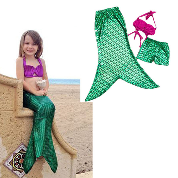 Girl mermaid Bikini swimwear Suits new children mermaid cosplay clothes Bikini swimwear 3 pcs cartoon Suits 2 styles