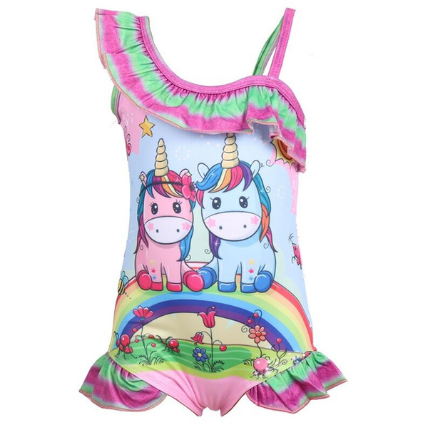 2 style Unicorn Girls Swimwear Baby Swimsuits New Children's Swimwear Siamese Swimming Training Kids Unicorn Swimming Suits