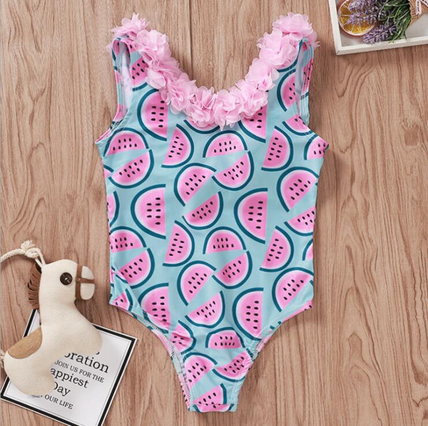 Toddler Infant Baby Girls Watermelon Swimsuit Swimwear Swimming Bikini One-Piece Bodysuit Swimwears for 0-4Years Girl