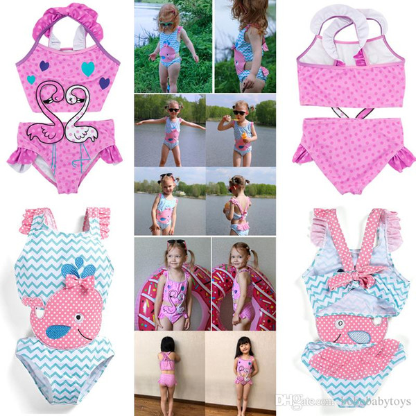 INS one piece Romper bikini summer girl cute Polka Dots Dolphin Print Swimming 2 styles hot selling fashion girl kids 2-6 years