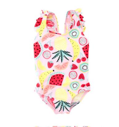 2020 Girls Swimwear Summer New Fruit Pattern Female One-piece Swimsuit Cute Baby Children Sun Protection Clothing