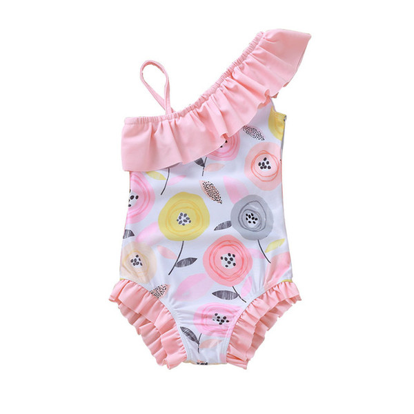 2020 Baby Girls Flower Bikini Toddler Kids Summer Bodysuit Swimwear for Girl Swimsuit Bathing Suit Beachwear Pink 1-5 Years