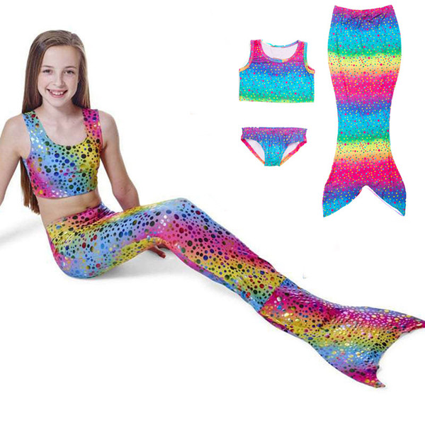 cute girls bikini swimming set mermaid skirt cosplay fishtail swim trunks tops skirt underwear 3 pieces set for 4-8years girls kids children