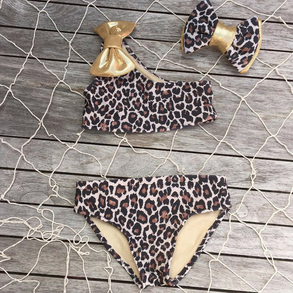 3pcs Leopard Bikinis Set 2019 Summer Kids Baby Girl Swimwear Swimsuit Baby Beachwear Bathing Suit Girls Clothes Dropship