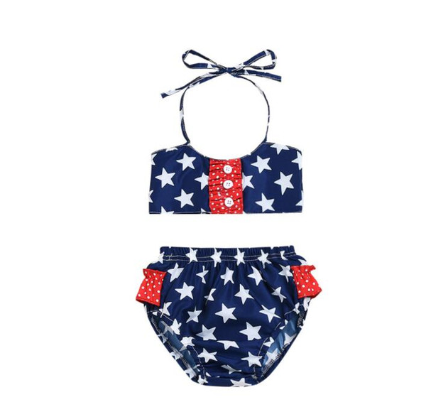 new arrivals baby girls fourth of july swim suit set infant summer blue star swim wear clothing newborn swimsuit