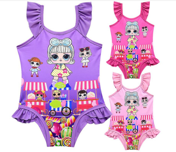 new arrivals baby girls children's swimwear one pieces girls lol prints summer boutique swimsuit