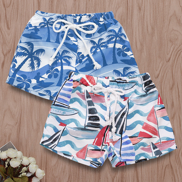 Hawaiian Beach Printed baby boys swimming trucks kids boy shorts pants for swim chiildren bathingsuit