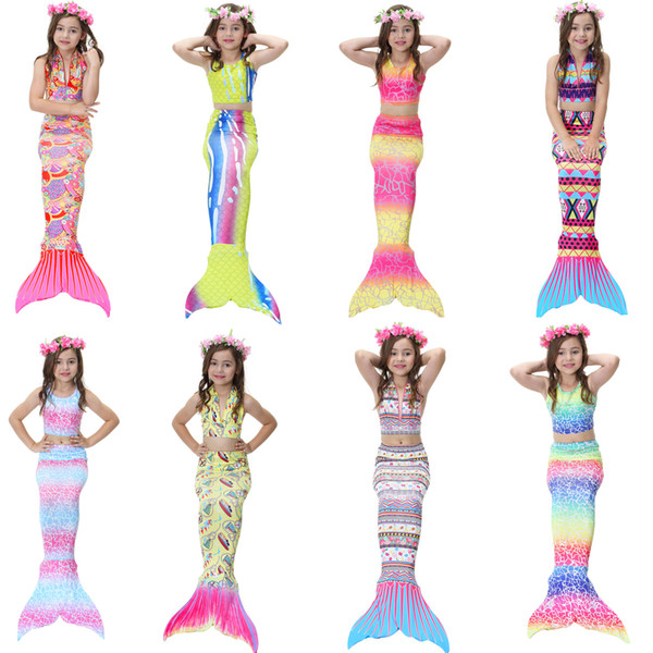 Girls Swimming Mermaid Tail Children Swimsuit For Girls Two-piece Dress Swimwear Sport Suit Child Bikini Bathing Suit