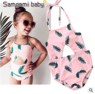 2018 Summer Newborn One Piece Beachwear Toddler Infant Child Kid Baby Girl Leaf Swimwear Swimsuit Bikini Bathing Suit Costume 2-6T