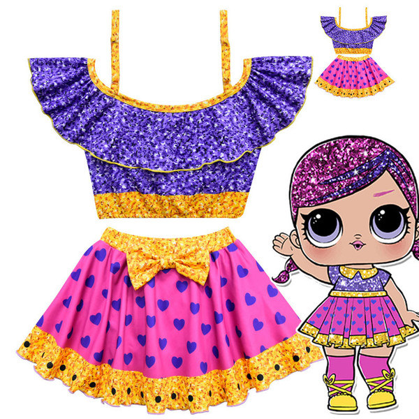 Lol Dolls cartoon printed kids girls swimwear two-pieces bikinis summer clothes 2019 summer hot selling 0901996