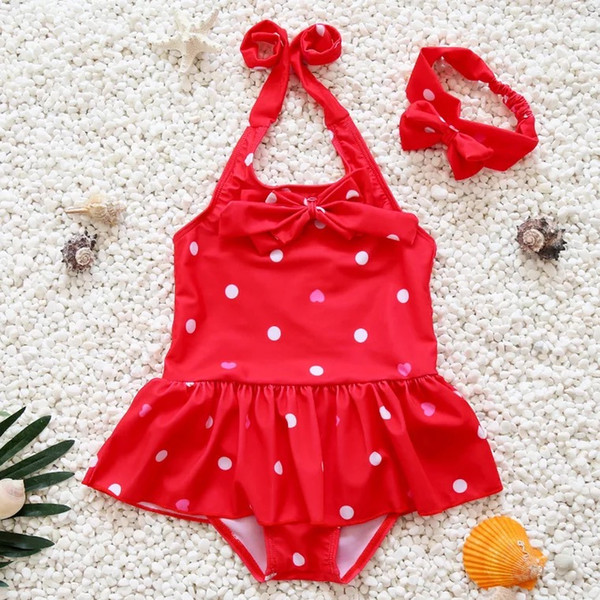 2019 summer children's swimwear Korean cute girl baby one-piece dress infant baby small swimwear one-piece swimsuit