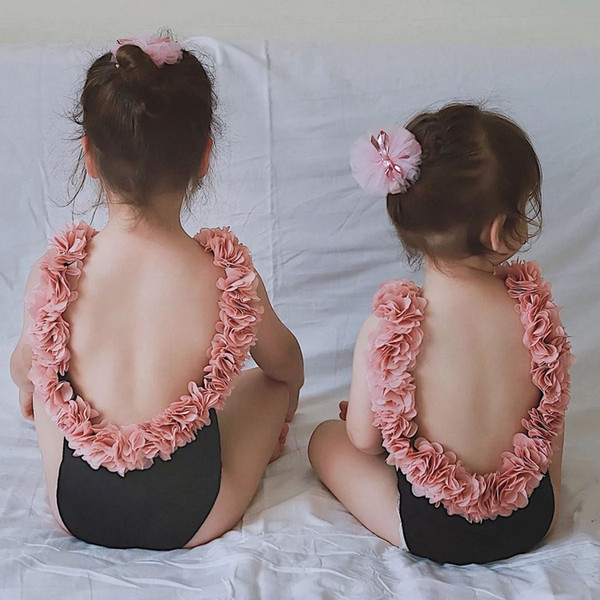 Vieeoease Girls Flower Swimwear One-pieces Swim Kids Clothing 2019 Summer Korean Fashion Backless Princess Swimwear CC-285